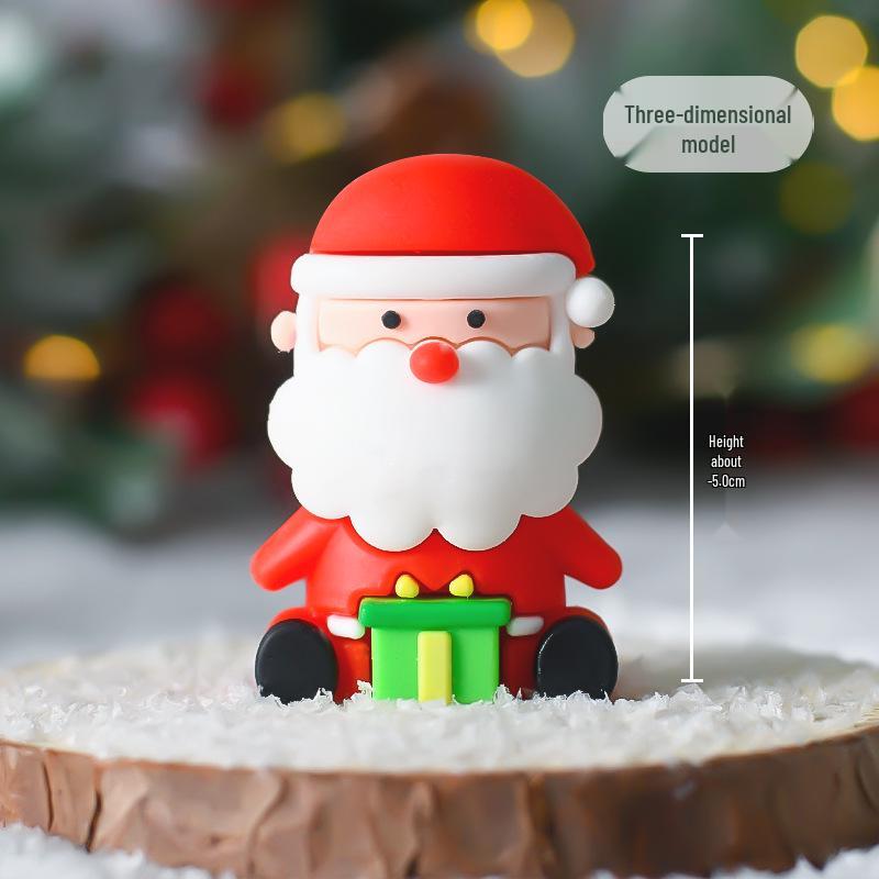 Popular Soft Glue Christmas Cake Ornaments: Santa Claus & Snowman Inserts for Holiday Party Desserts