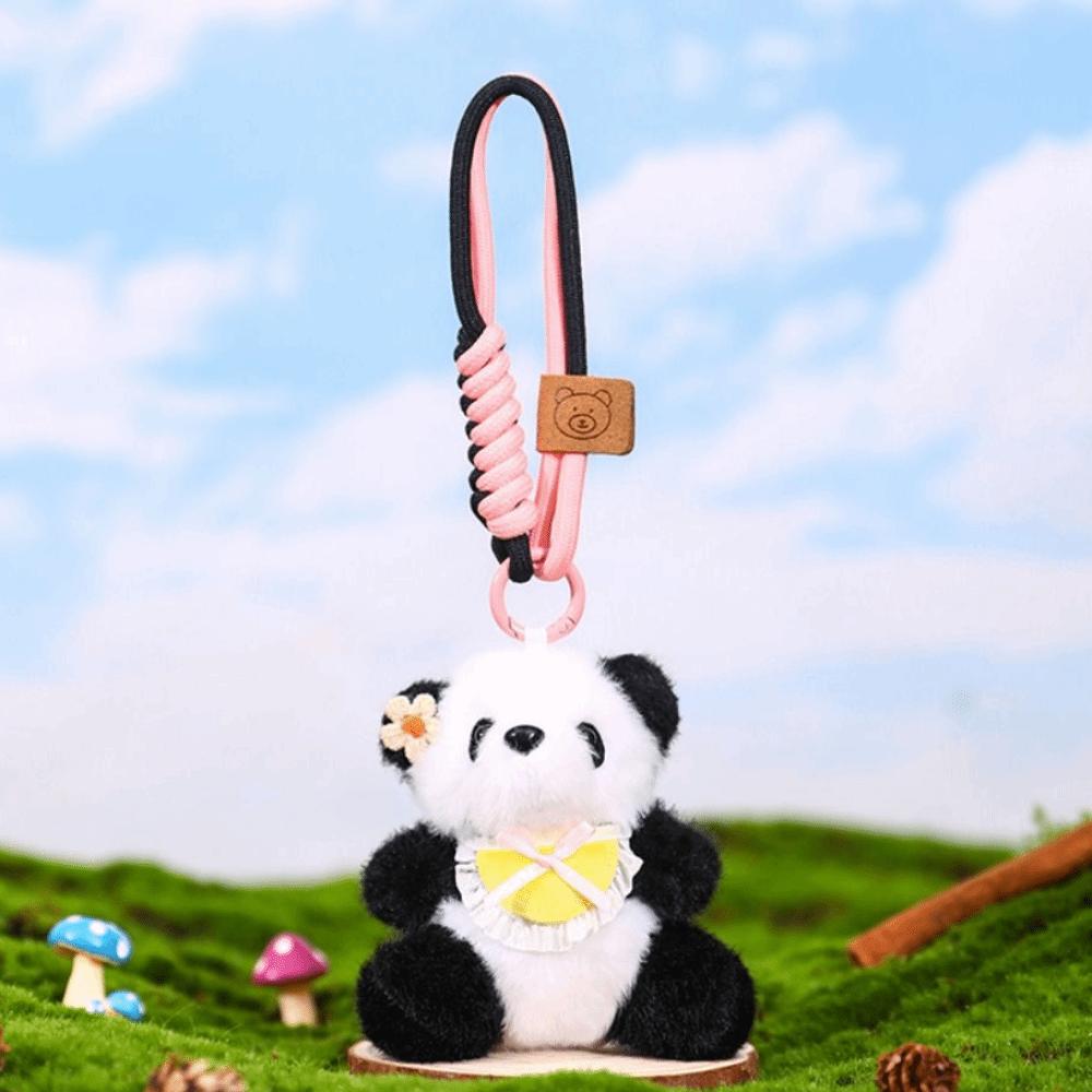 Backpack Decoration Bow Bear Keychain Bag Pendant Plush Key Ring Panda Plush Doll  Women Girls