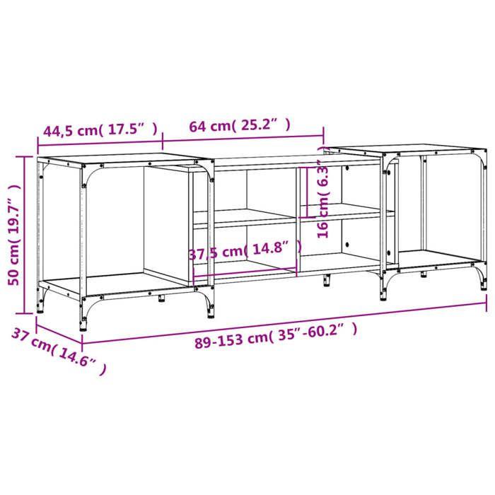 VidaXL Meuble TV chêne fumé 153x37x50 cm bois d'ingénierie 837604