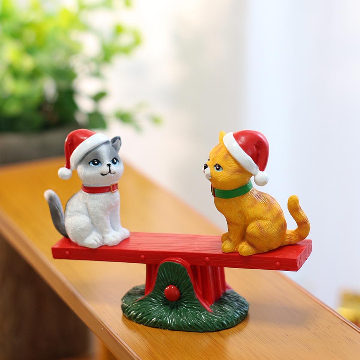 

3-Piece Christmas Cat Seesaw Resin Crafts, Christmas/Thanksgiving Gifts