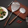 304 Stainless Steel Utensil Set with Walnut Handles: Spatula, Stir-fry Spoon, Ladle, Slotted Spoon, and Pan - Anti-scald Kitchen Tools.