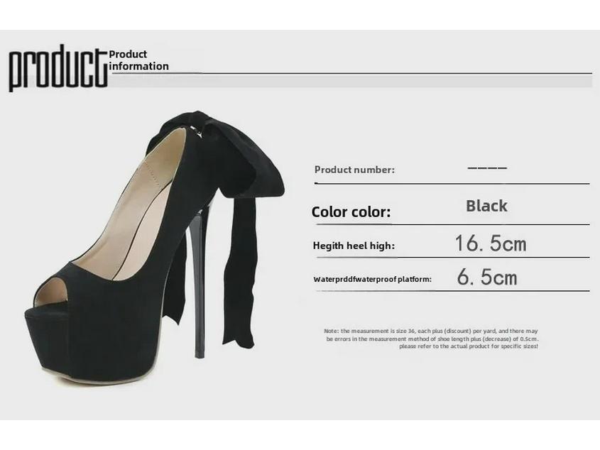 Svarta rosett Peep Toe Stilettsandaler - Dam Sommarmode 2023 Plattformklackar