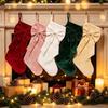 Christmas Stocking Decorations Velvet Stockings with Decorative Bow, Large Xmas Hanging Stylish Indoor Festival Supplies Socks for Fireplace, Mantel,