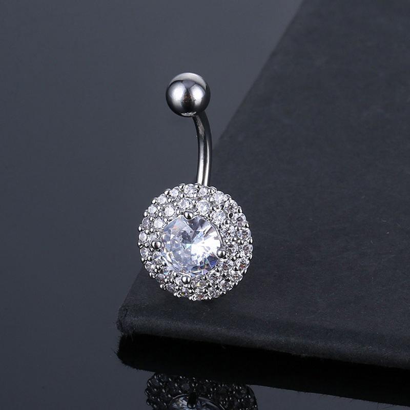 Bauchnabelringe Edelstahl Nabelpiercing Zirkonia Blume Nabelring