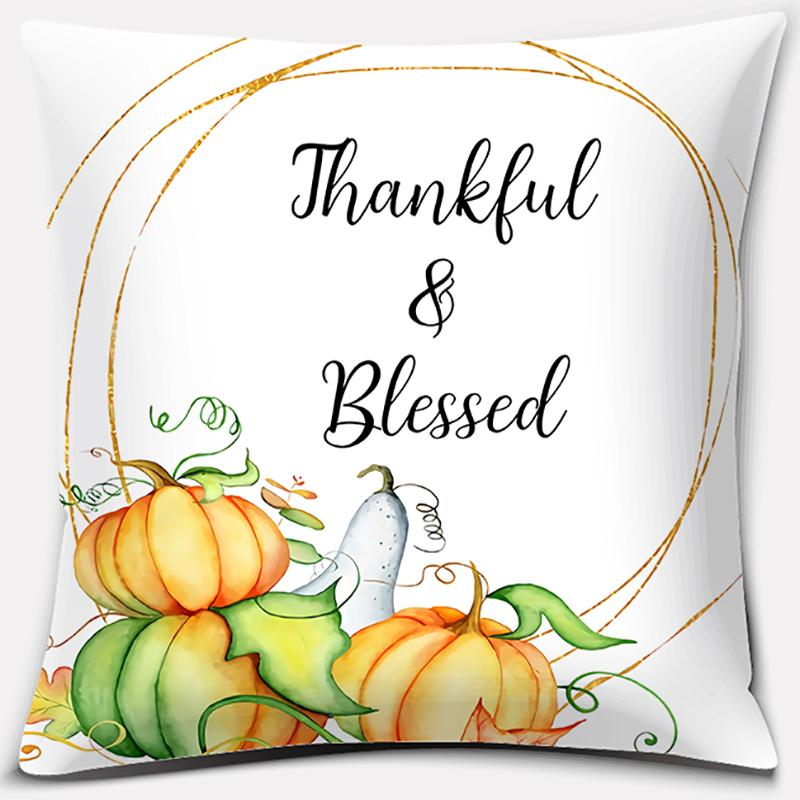 Pumpkin Halloween Thanksgiving Printing Series Pattern Pillowcase Square Pillowcase Home Office Decoration Pillowcase