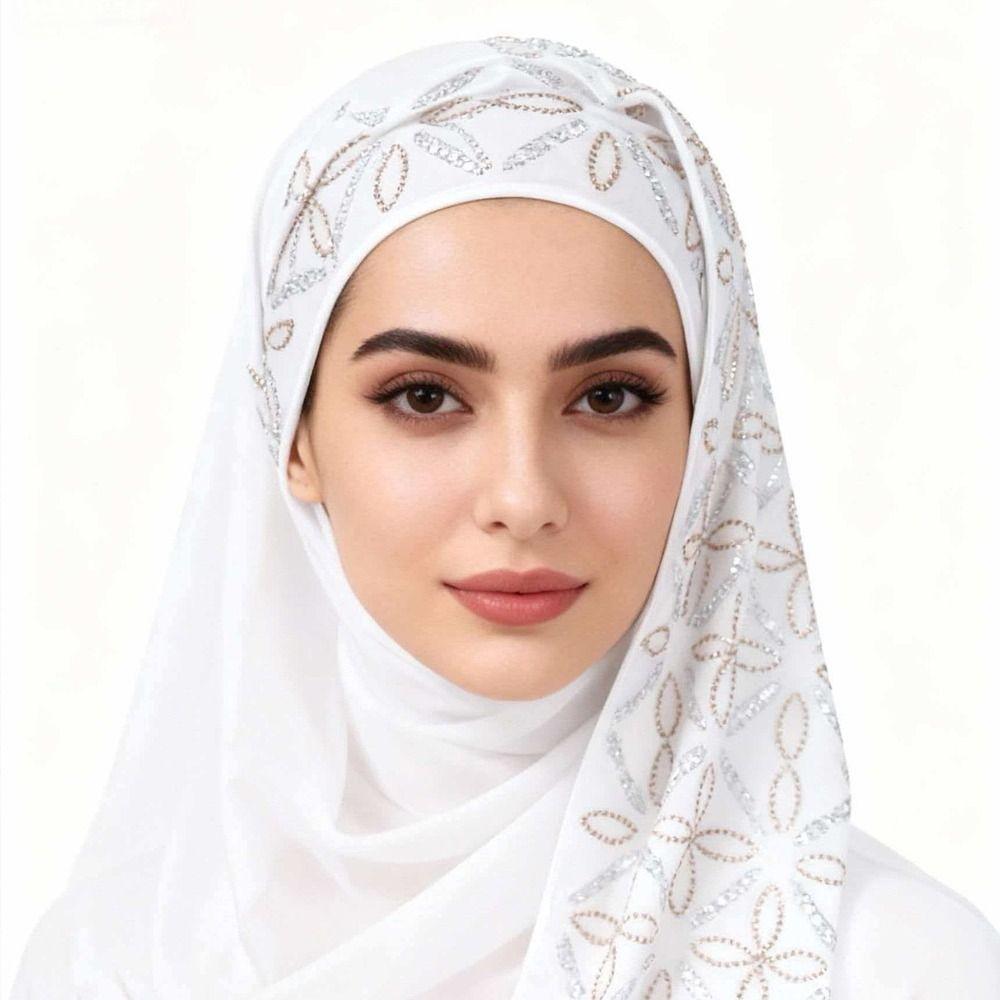 Nouveau Turban Musulman Instantané en Mousseline Respirant Couverture Complète Châle Islamique Froissé Couleurs Unies Head Wraps