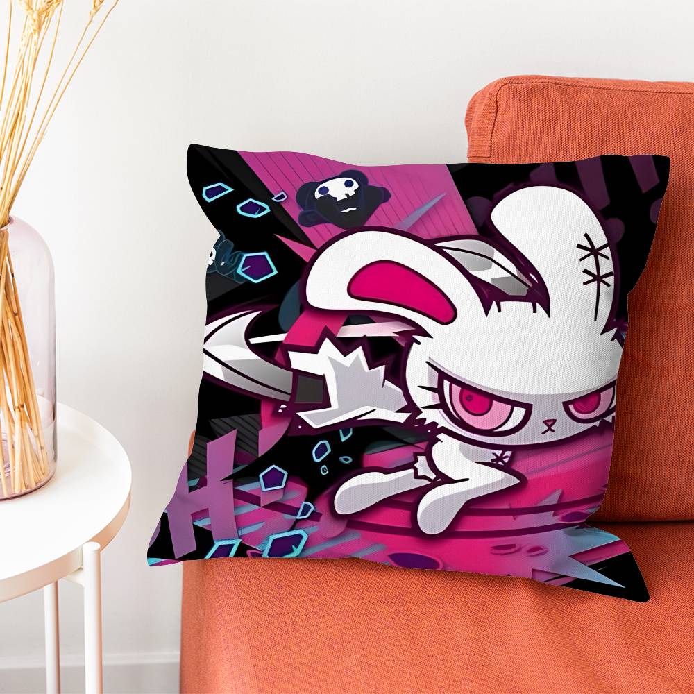 BBloody Bunny Pillow Case Plush Fabric Soft DoubleSided Printed Sofa Warm Winter Home Gift Cushion Cover