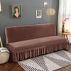 Stretch-Samt-Futon-Sofabezug, armlos, dicker Plüsch-Sofabezug mit Rock, Sofabezug, Couchbezug, Möbelschutz, 1 Stück
