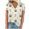 vintage women bee print t shirt short sleeve v neck tops comfortable t-shirts