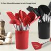 13-Piece Silicone Kitchen Utensil Set with Storage Bucket: Spatula, Slotted Spoon, Frying Spoon, Ladle