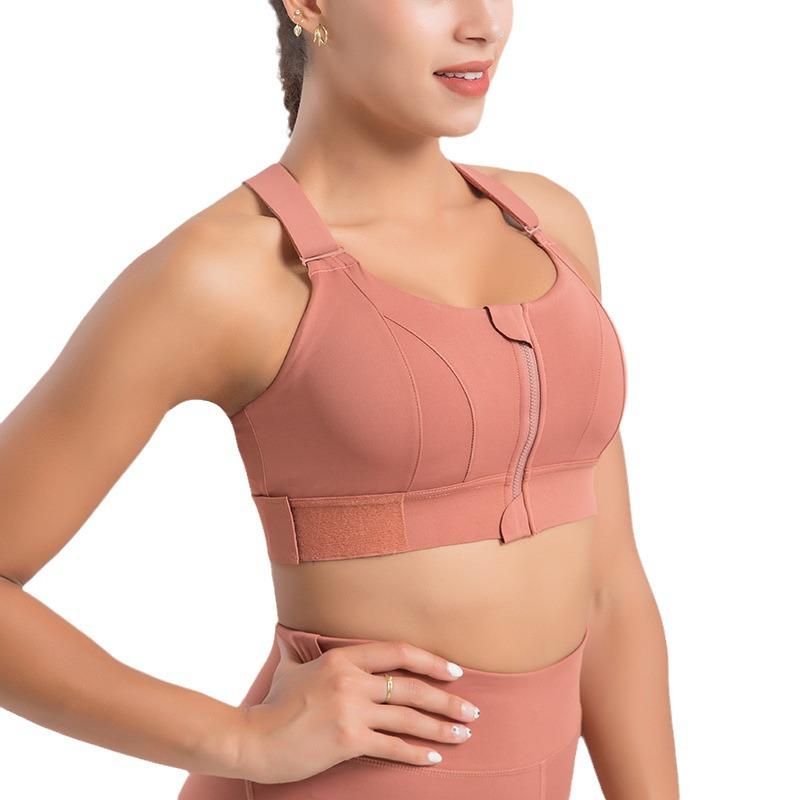 Grote Maten Prachtige Rug Schokbestendige Sportbeha met YKK Rits - Verstelbaar voor Hardlopen en Fitness, Ondersteunt tot 90 kg.