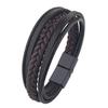 NewTrendy 19cm Leather Bracelets Men Stainless Steel Multilayer Braided Rope Bracelets For Male Bracelets Jewelry