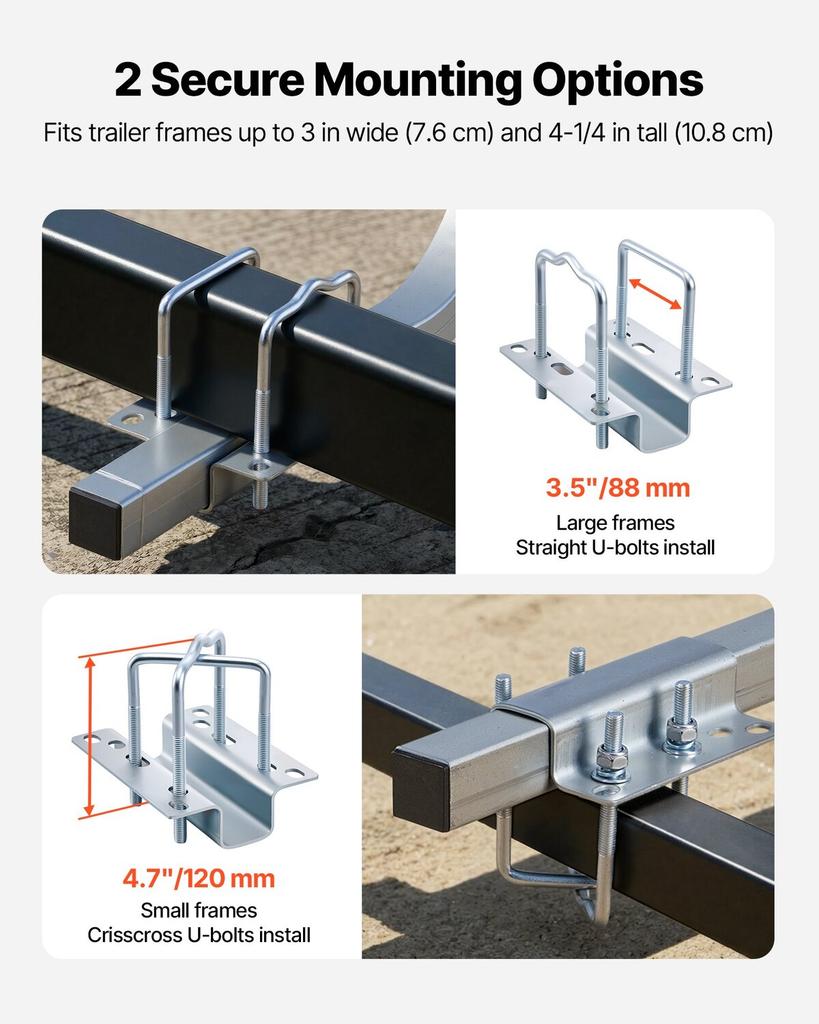 Boat Trailer Guides, 425 mm/475 mm Height Adjustable Trailers Guide, 2PCS Thickened Steel Trailer Guide-Ons with Thick Support Pads, Fits L-Beam, Box