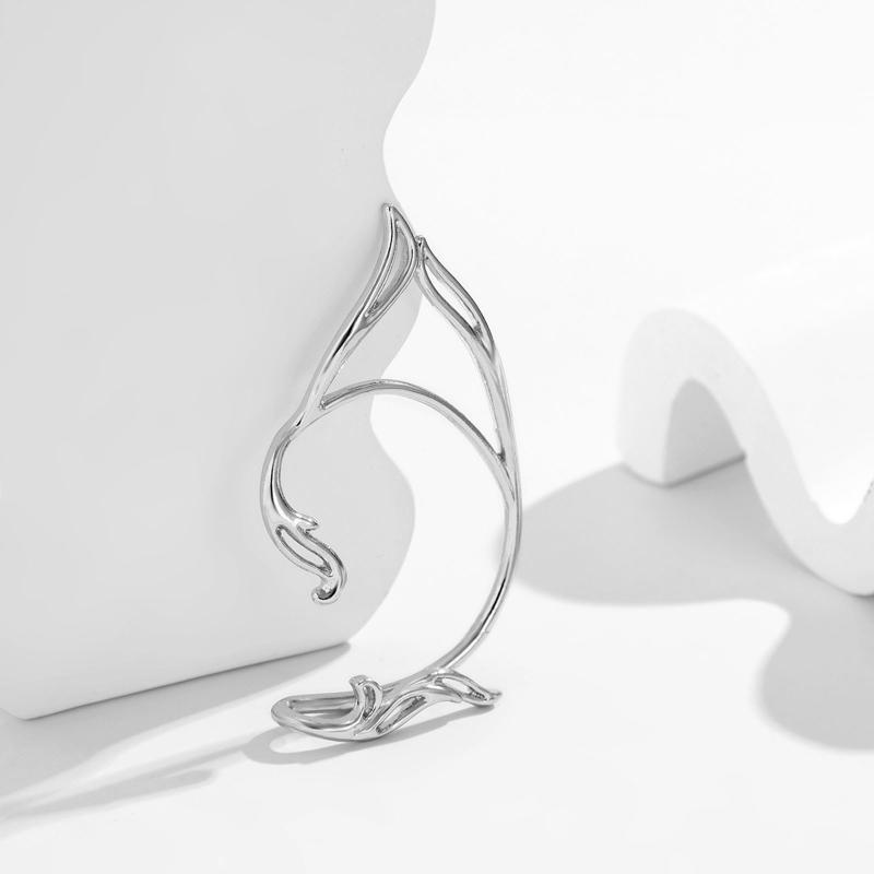 European and American Jewelry Novelty Single Metal Three-dimensional Earring Female Hollow Cat Ear Outline Elf Ear Clip