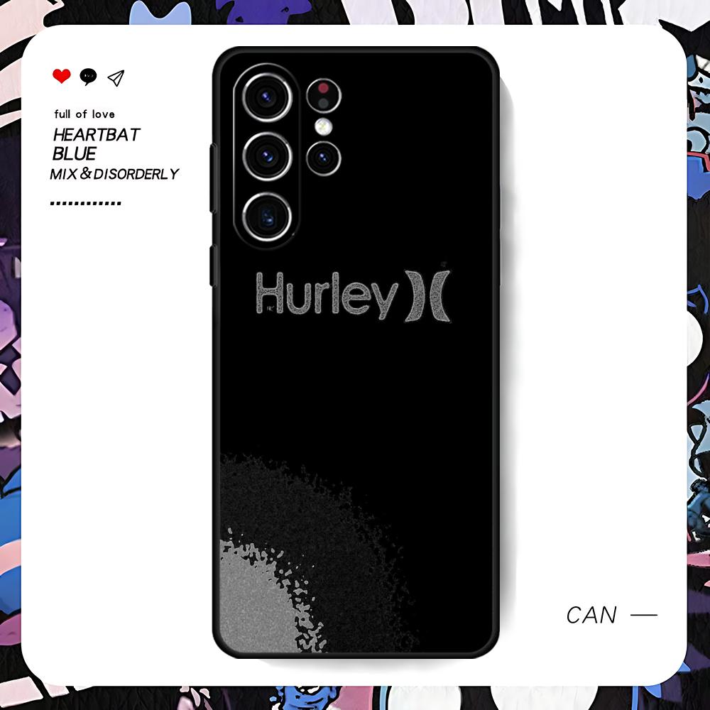 Hot Brand Hurley Phone Case For Samsung Galaxy S26 S25 S24 S23 S22 S21 S20 Plus Ultra Limited Soft Black