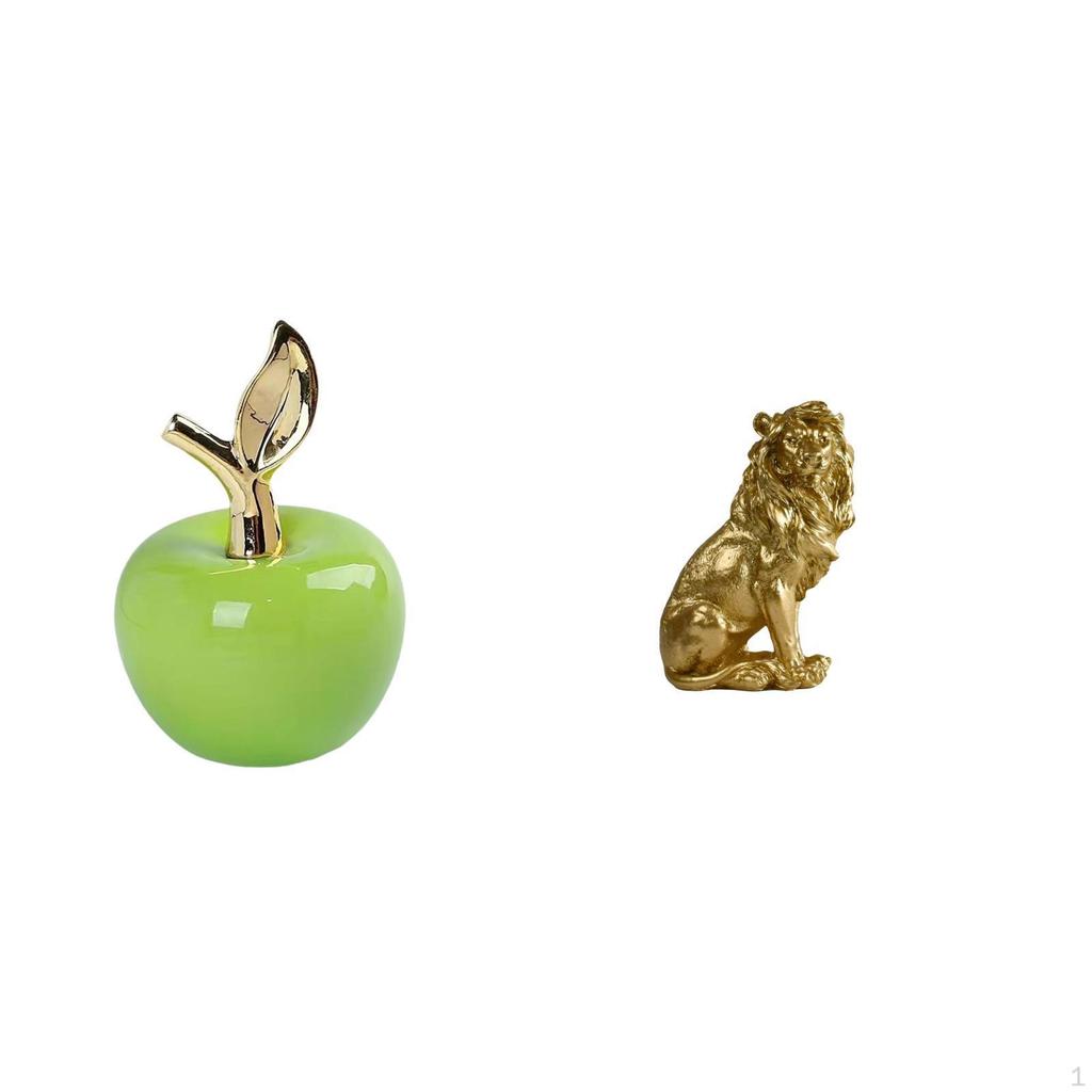 Ceramic Fruit And Lion Sculpture Ornament for Home Cafe Study Room Bookshelf Car Interior Bedroom