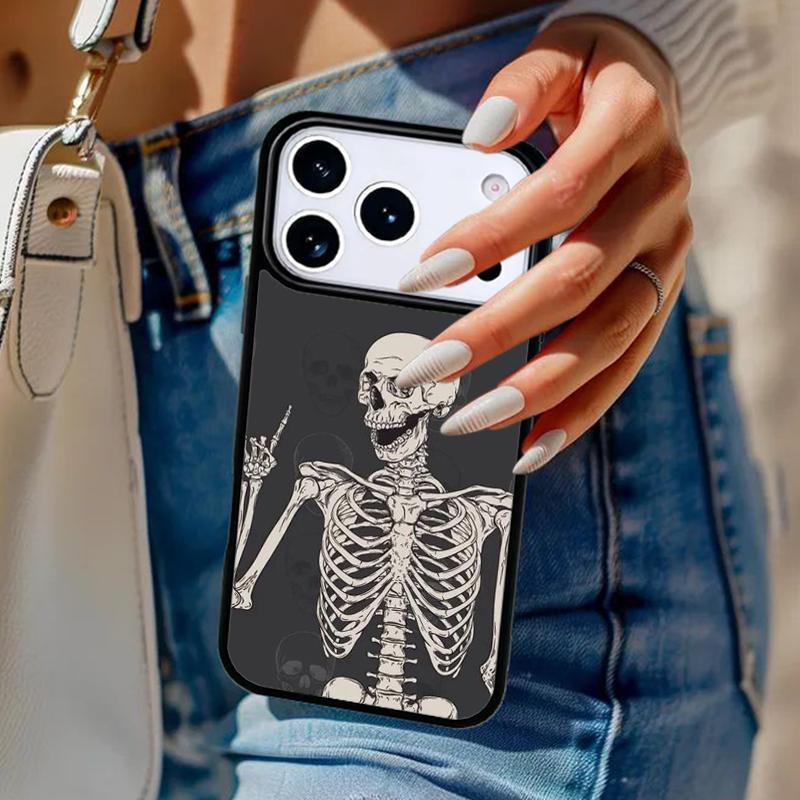 Aesthetic Skeleton Phone Case For iPhone 17 Air 14 15 13 12 Max Cover For Apple 14 15 16 16e 11 Pro Max Plus Coque