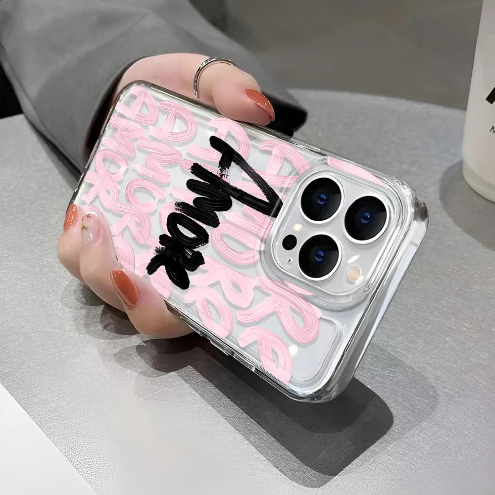 Amore-Love Ltalian Romantic Pink Lettering PhoneCase for iPhone 17 16 12 13 Mini 11 14 15 Pro Max XR 78 Plus Silicone Cover