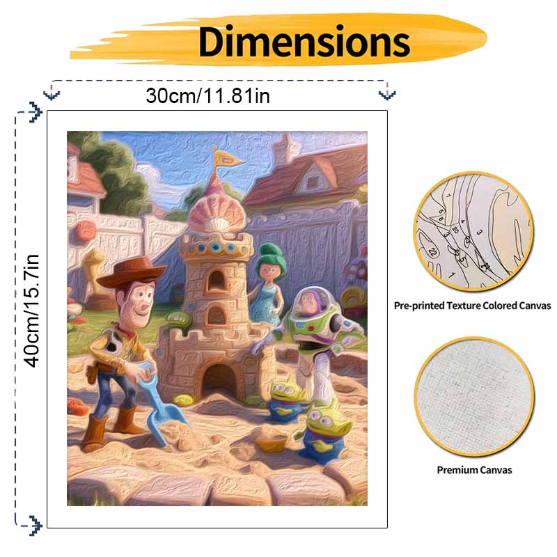 Disney Digital Oil Painting Art Kit Toy Story Sandcastle Handmade Coloring Painting Home Decor