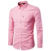 Autunno Nuovo Camicia da Uomo Oxford Filato Slim Fit Tinta Unita Camicia da Uomo Camicia a Maniche Lunghe da Uomo