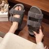 Fashion Fashion Casual Open Toes Casual Plush Slippers for Women 2025 Autumn New Thick Soled Comfortable Buckles Designed Chunky Sandals