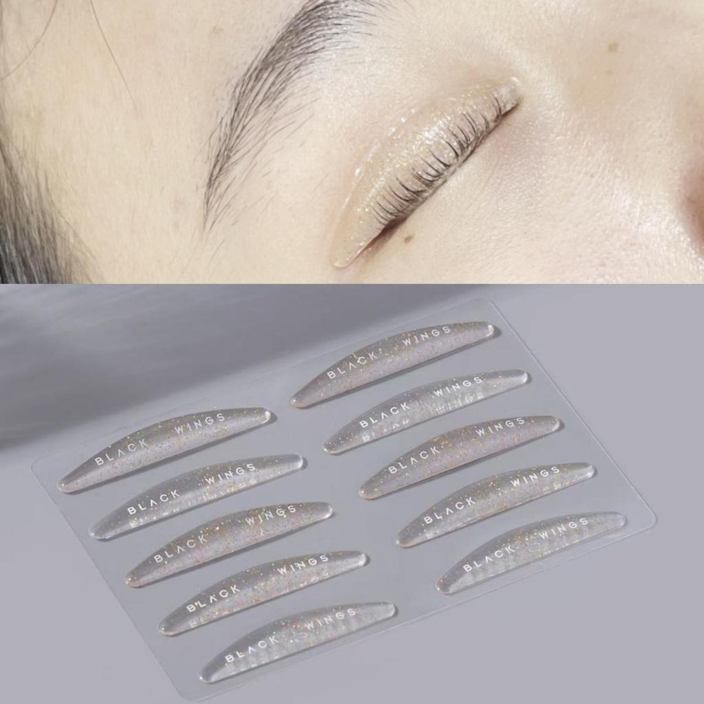 BLACKWINGS 5 Paar goldene Pailletten Wimperndauerwelle Silikonpads Wimperndauerwelle Pad Silikon klebrig