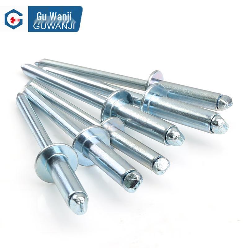 GUWANJI Carbon Steel Galvanized Open-End Flat Round Head Blind Rivets