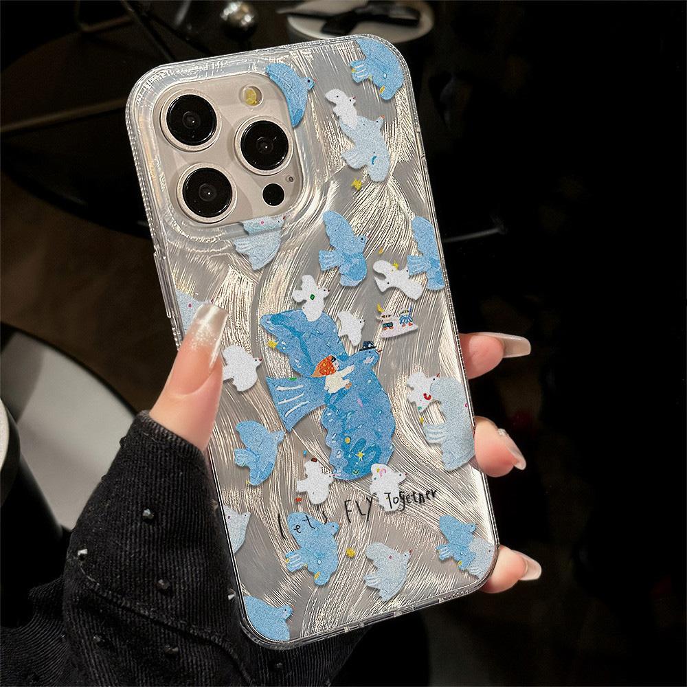 Feather Luster Phone Case for Samsung A53 A14 A33 A12 A32 S24 S23 Plus S20 S21 FE for iPhone 17 15 16 13 Pro 17 16 Pro Max Butterfly Bow Phone Case