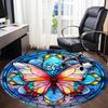 1pc Butterfly Stained Glass Office Round Rug, Non-slip, Soft and Durable Office Rug for Interior Decoration, Perfect for Office,Decoration yy260204037
