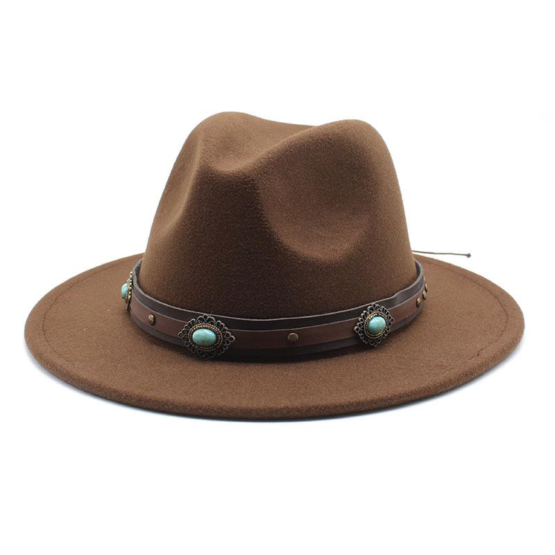 Women'S Simple Wool Top Hat White Trend Versatile Belt Men'S Jazz Hat