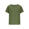 Womens Loose Fit Cotton Linen Crew Neck Casual Short Sleeve Top Relaxed Plain Blouse Comfortable Everyday Shirt for Ladies