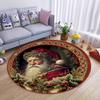 Premium Flannel Christmas Santa Claus Round Rug, Non-Slip and Machine Washable Floor Mat for Living Room, Bedroom  Home Decor