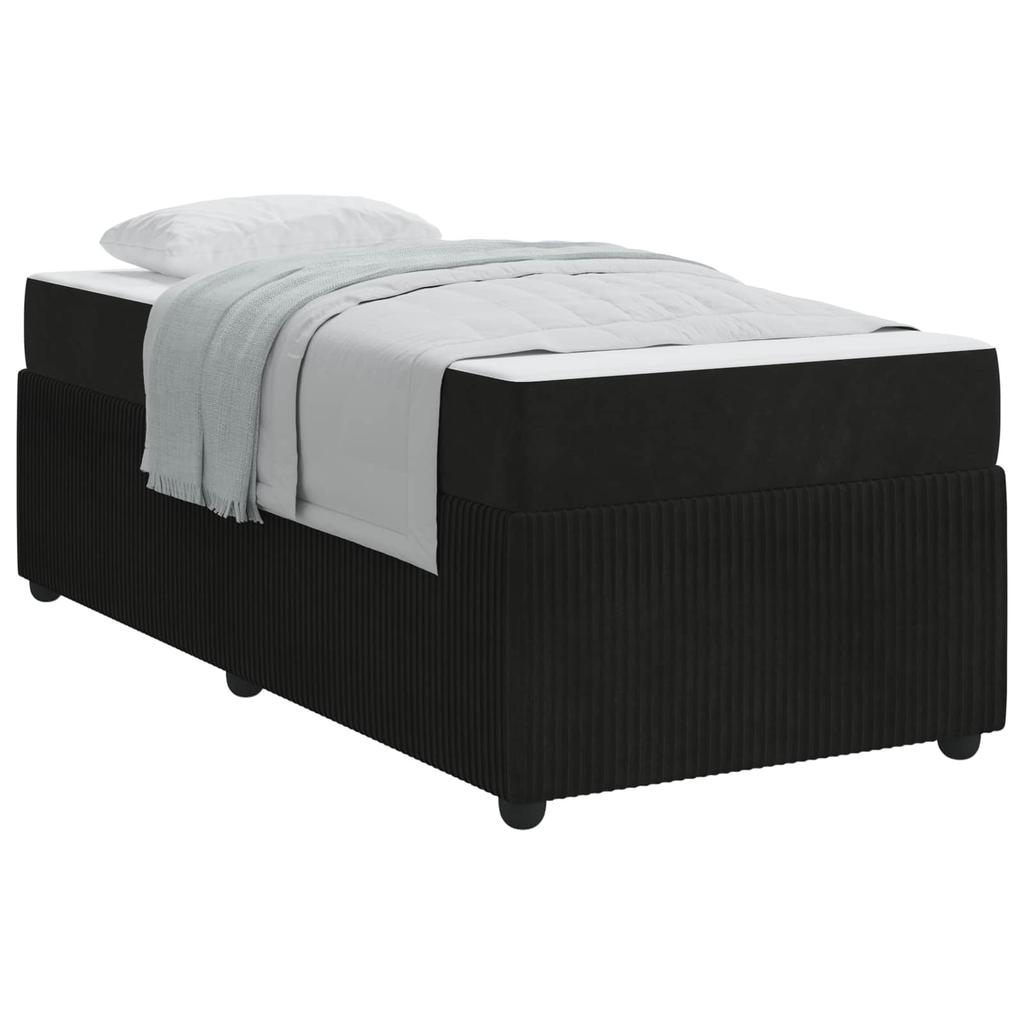 Bed Frame with Mattress Black 80 X 200 Cm Fabric