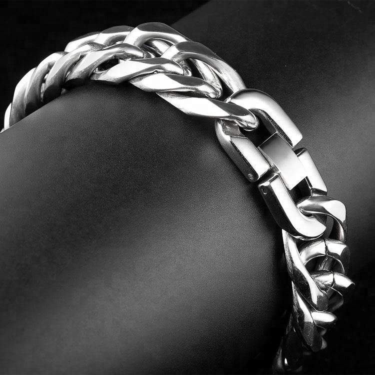 Custom  Simple European Stainless Steel Bracelet Jewelry Chains Cuban Link Bracelet for Men