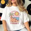 Summer Round Neck Cartoon Capybara Pattern Printed Top Fashionable Casual Pure Cotton Short Sleeved Women's T-shirts