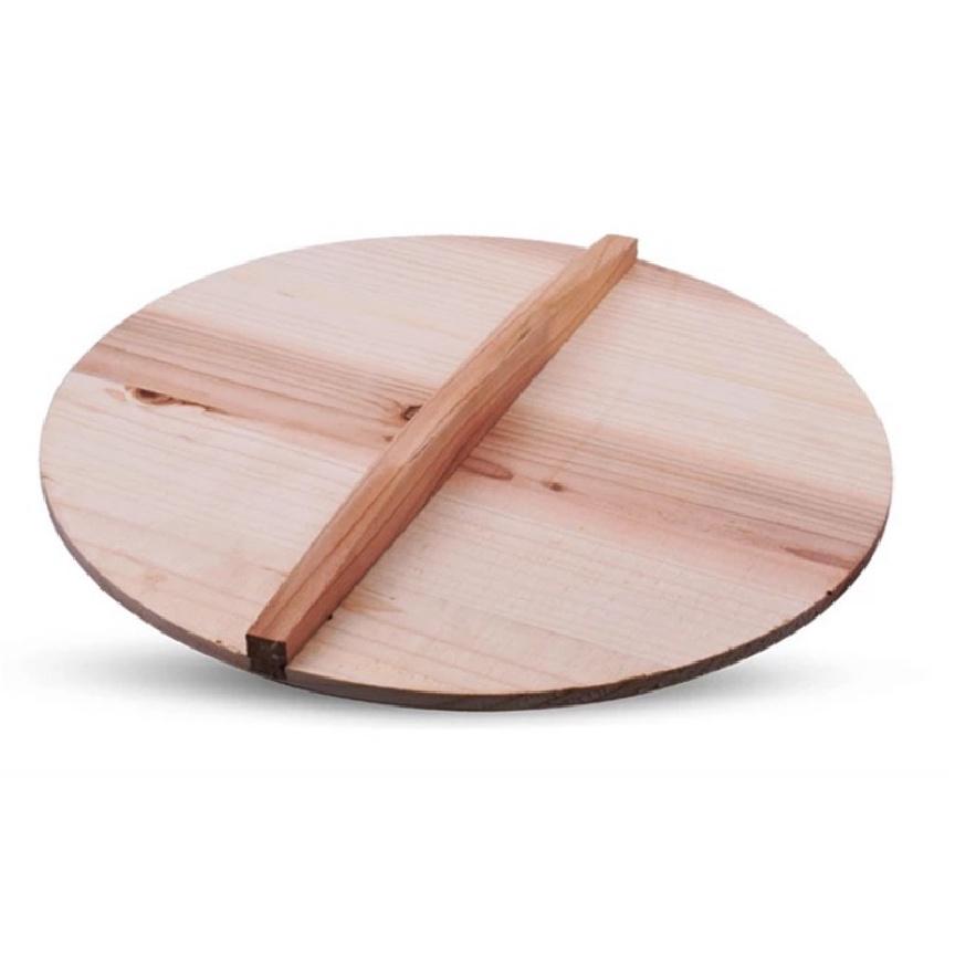 Wooden Wood Chinese Nature Color Handmade Anti Hot Pot Bowl Cover Iron Hypotenuse Cover Wok Wooden Pan Lid Der Deckel Lids