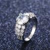Huitan Luxury Big Round Crystal Zircon Women Wedding Ring  Color Elegant Lady Engagement  Fashion Jewelry High Quality