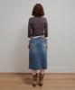 Aobteu Vintage Washed Denim Skirt - Blue