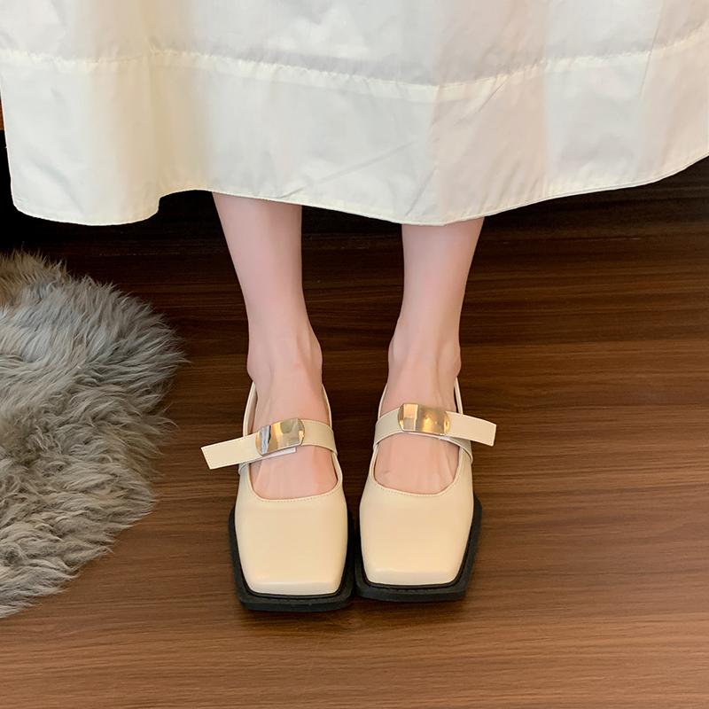 Fashion Women Square Toe Mary Jane Shoes Spring British Style Platform Single Shoes Women Soft Comfortable Slip-on Loafers Zapatos Mujer