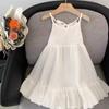 Kinder Mädchen Kleid Sommer Spitze Open Back Prinzessin Kleid Hosenträger Rock Weiß