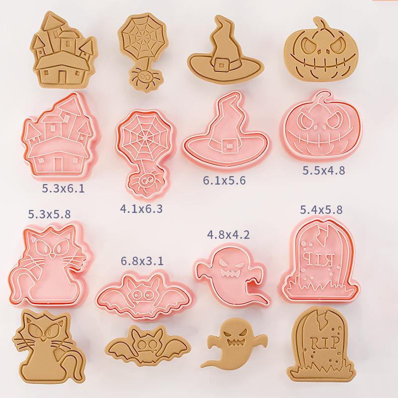 

8 шт./компл. Happy Halloween Bakeware Cookie Mold Biscuit Form Ghost DIY Cartoon Press Baking Form Halloween Party Cookie Tools Gift розовый