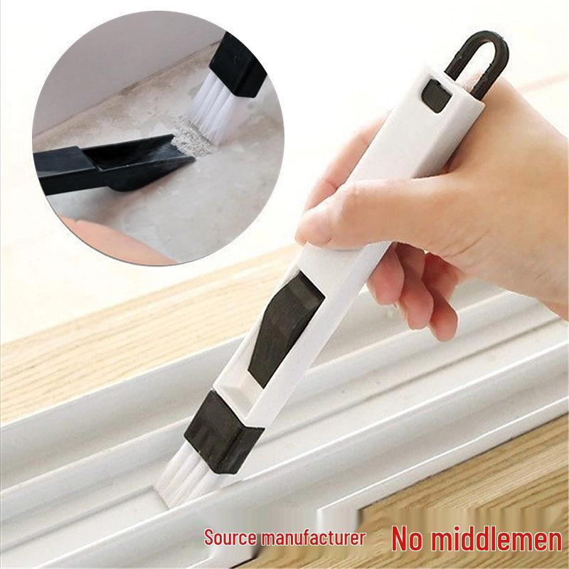 Two-in-One Small Crevice & Dustpan Brush for Window & Door Track Cleaning