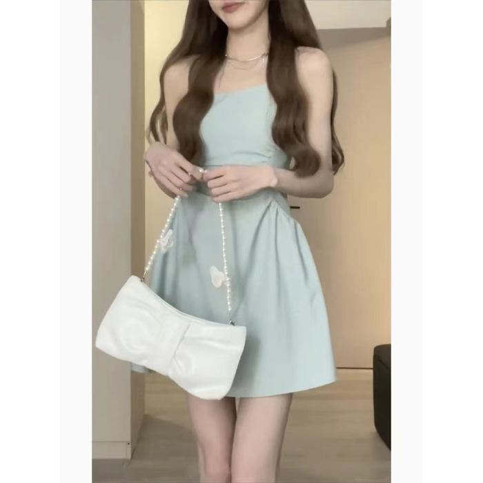 

Coffee Break French Black Suspender Dress Women s Summer Hepburn Style Small Black Dress Small Skinny Temperament Short Skirt XL
