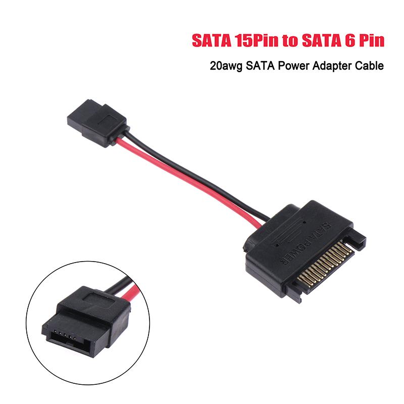 1Pc Sata 15-Pin Male To Sata 6-Pin Female Slimline Power Adapter Cable 20Awg Laptop Optical Drive Cable