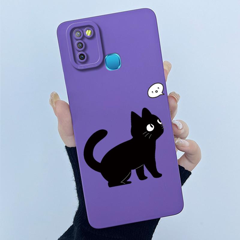 For Infinix Hot 10 Lite Smart 5 Hot 11 G37 10S 10T 10i Case Lovely Cartoon Cat Liquid Silicone Soft Shockproof Back Cover Capa