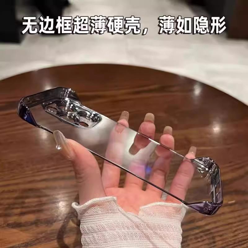 Applicable to iPhone11promax borderless electroplating mobile phone case transparent Apple 11 with lens film ultra-thin PC case