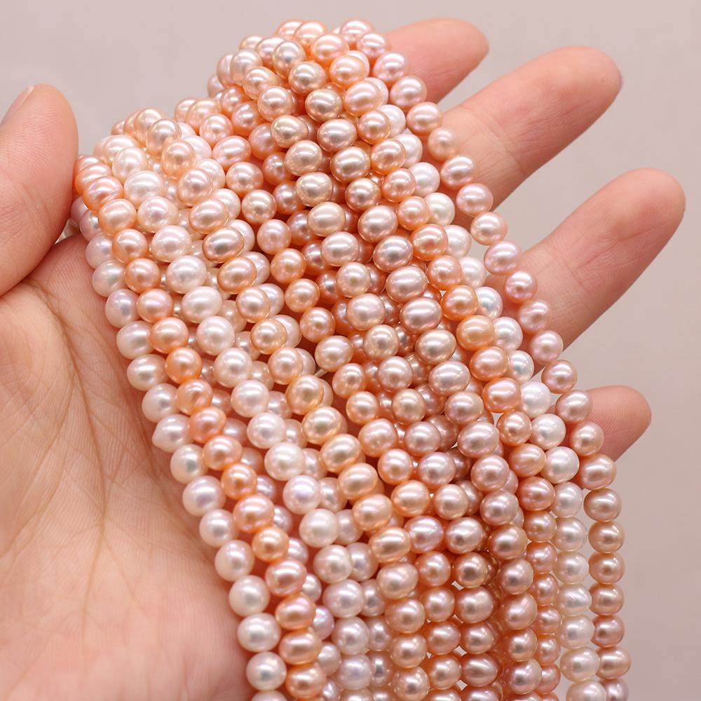 1String, Round Pearl 5-5.5mm, Fashion Women Natural Freshwater Pearl Beads for Jewelry Making DIY Crafts, Luxury Bulk Gifts 36cm