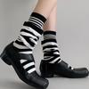 Women's Fall Fashion New Fake Two Stitching Striped Thin Tube Stack Socks