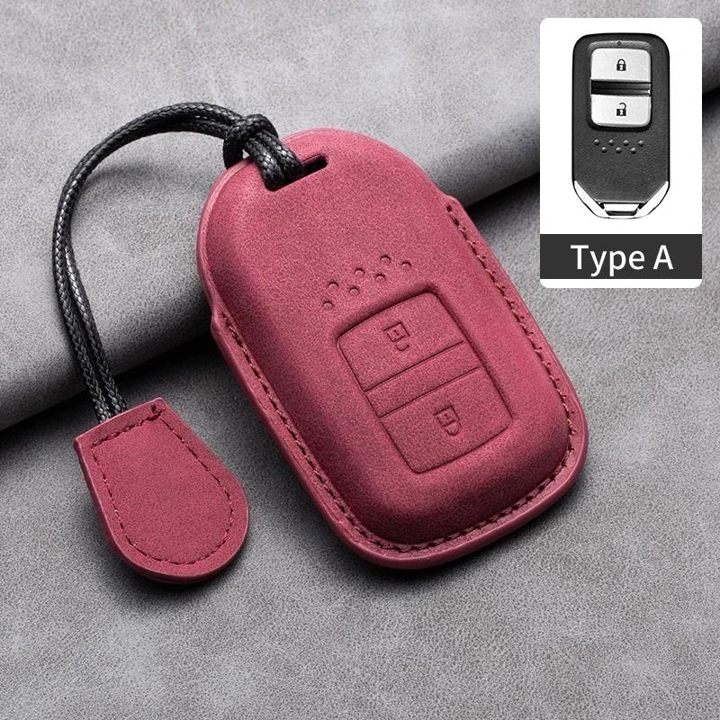 Coque de boîtier de clé de voiture à distance pour Honda Vezel City Civic Jazz Brv Br-V Hrv Accord Xrv Urv Fit Freed Porte-clés en cuir Coque