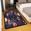 Black Floral Bat 5x7 Area Rug Halloween Bats Living Room Rug | Boho Flowers Rugs for Bedroom, Romantic Plant Gothic Carpet Indoor Floor Mat